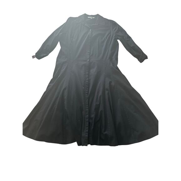 Nygard Collection Vintage Black A-Line Midi Shirt Dress - Sz 16 - Picture 6 of 11